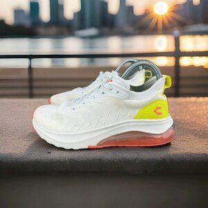 ✅Charly Vermilion Sneakers Women's Sz 7 Running Shoes White Orange Green *STAIN